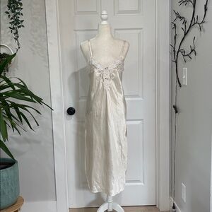🌹Vintage Ivory Satin Lace Slip Dress🌹
